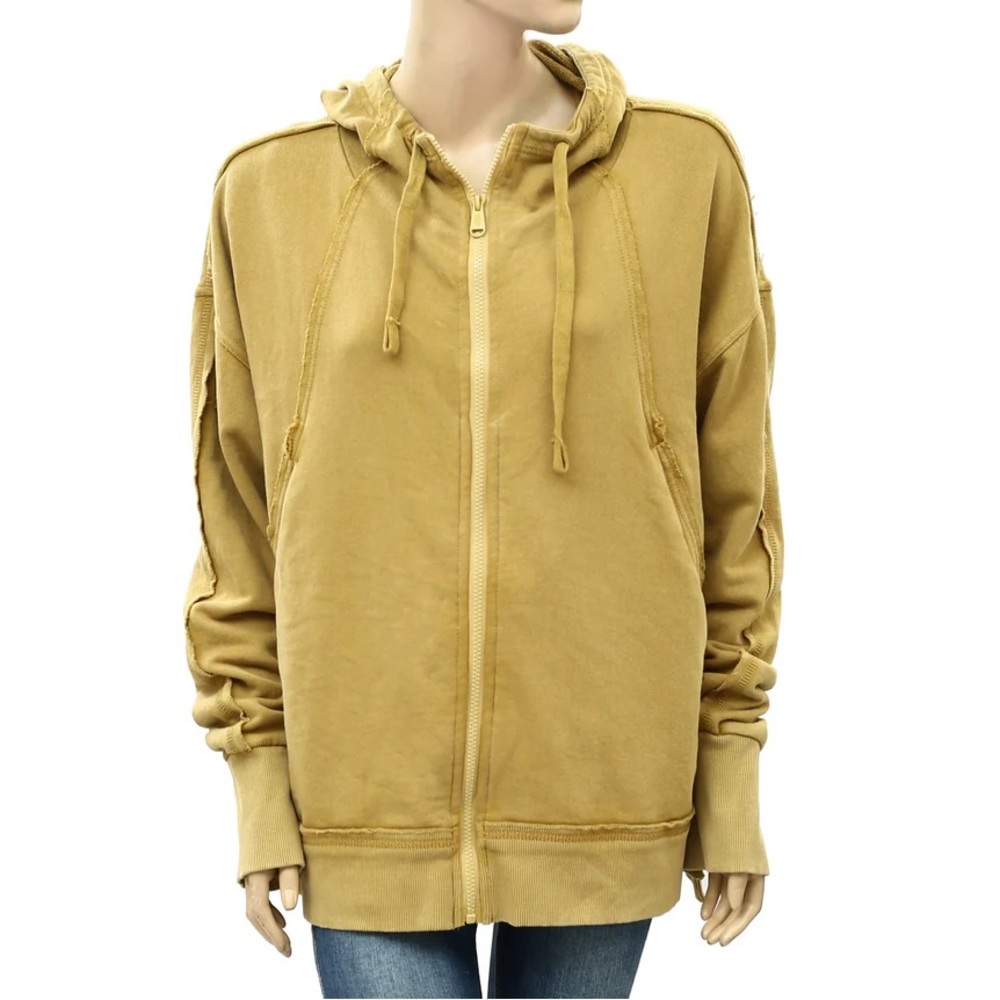 Free People FP Movement Only One Hoodie Jacket Top mustard green size Large - Picture 2 of 11
